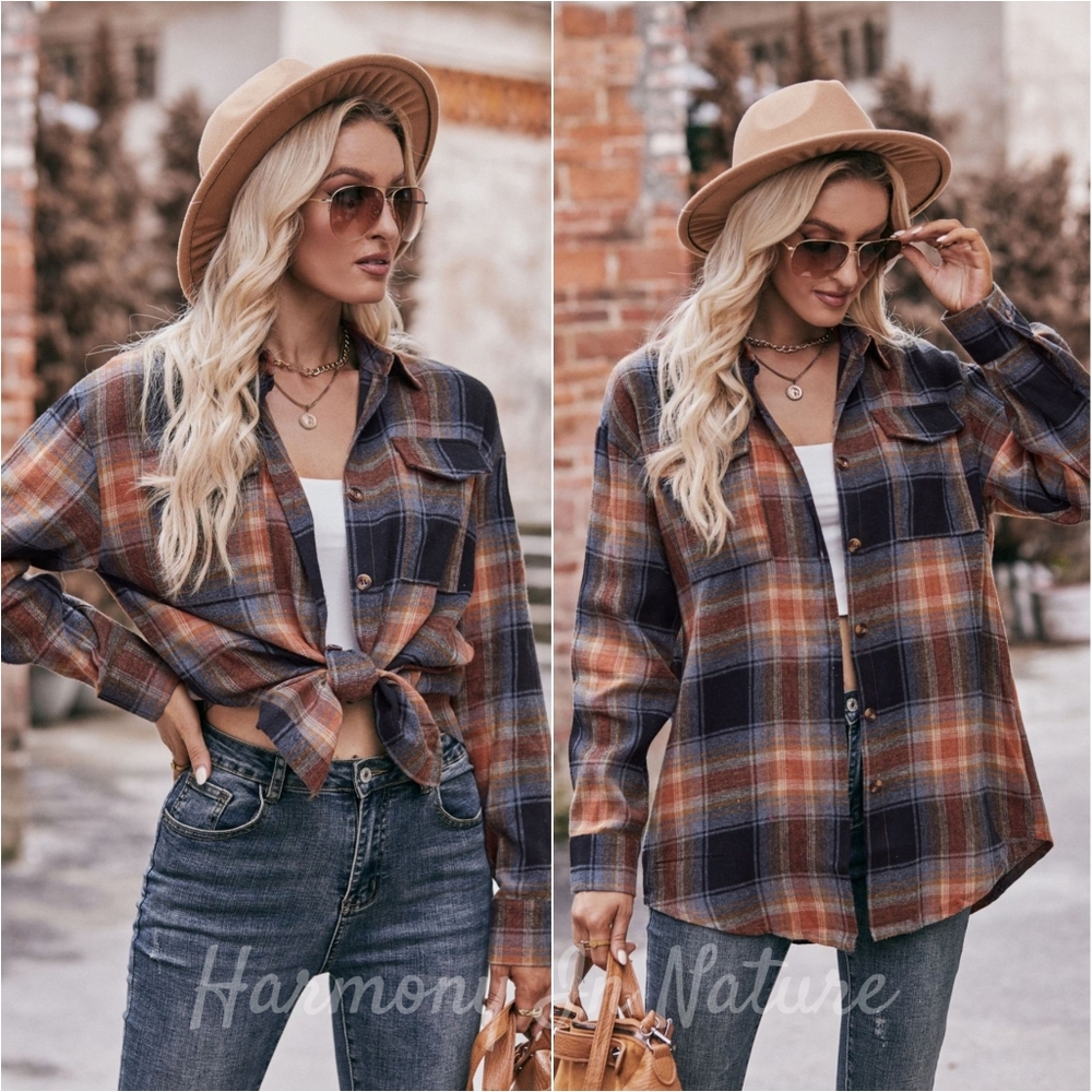 Vivian Plaid Button-Down Shirt - Khaki